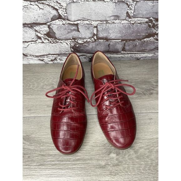 Fitflop Red Croco Leather Lace Up Comfort Oxfords Shoes Women Sz 7M US/38EU - Picture 10 of 16
